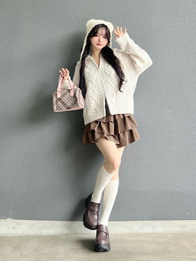 「アイテム（スカート）」を使った、poyoさん（レディース・161cm）の秋コーディネート