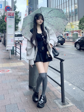 「アイテム（長傘）」を使った、poyoさん（レディース・161cm）の秋コーディネート