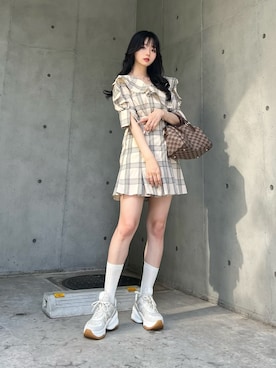 「アイテム（ワンピース/ドレス）」を使った、poyoさん（レディース・161cm）の夏コーディネート