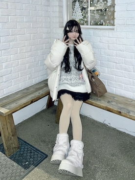 「アイテム（ボストンバッグ）」を使った、poyoさん（レディース・161cm）の冬コーディネート