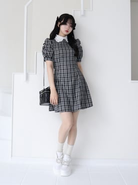 「TITTY&CO.（ティティーアンドコー）のアイテム（ワンピース/ドレス）」を使った、poyoさん（レディース・161cm）の夏コーディネート