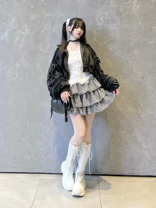 h.HONEY タンクトップ カットソーフリルベスト ゴスロリ Honeys（ハニーズ） トップス カットソー ノースリーブ ベスト ジレ
