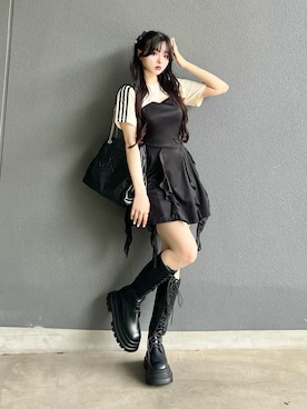 「アイテム（ブーツ）」を使った、poyoさん（レディース・161cm）の夏コーディネート