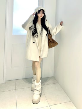 「アイテム（ワンピース/ドレス）」を使った、poyoさん（レディース・161cm）の冬コーディネート