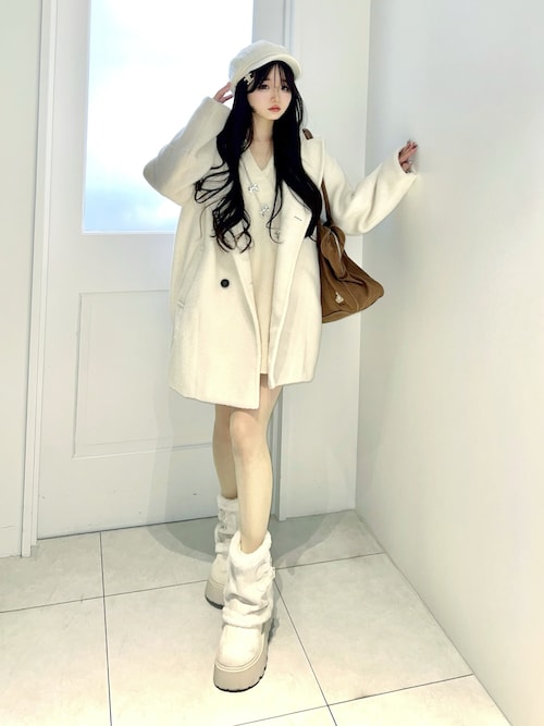 (完売品)ウールブレンドシャギーコクーンPコート wool blend shaggy cocoon pcoat/ウールブレンドシャギーコクーンP