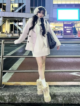 「アイテム（ピーコート）」を使った、poyoさん（レディース・161cm）の秋コーディネート