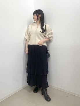 「A part by（アパートバイ）のオブリークトゥショートブーツ（ブーツ、ブラック系）」を使った、かほちさん（レディース・149cm）の秋コーディネート
