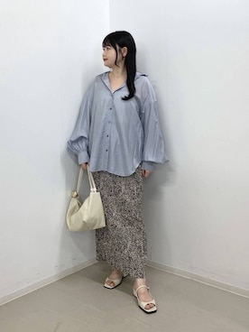 「A part by（アパートバイ）のプリーツイージータイトスカート2（スカート、ベージュ系）」を使った、かほちさん（レディース・149cm）の夏コーディネート