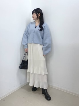 「A part by（アパートバイ）のキンチャクミニショルダバッグ（ショルダーバッグ、ブラック系）」を使った、かほちさん（レディース・149cm）の秋コーディネート