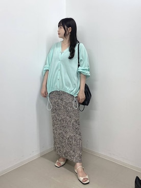 「A part by（アパートバイ）のプリーツイージータイトスカート2≪追加4≫（スカート）」を使った、かほちさん（レディース・149cm）の夏コーディネート