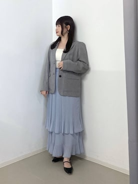 「A part by（アパートバイ）の《追加4》お気に入り1.7万人超え！ホソプリーツティアードスカート（スカート、ブルー系）」を使った、かほちさん（レディース・149cm）の春コーディネート