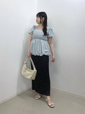 「A part by（アパートバイ）のプリーツイージータイトスカート2（スカート、その他）」を使った、かほちさん（レディース・149cm）の夏コーディネート