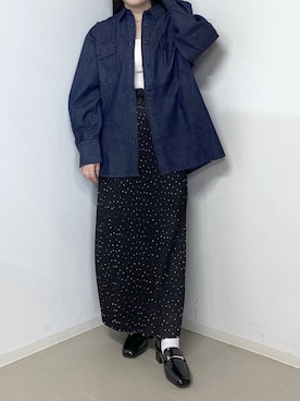 「A part by（アパートバイ）のヒールローファー（ローファー、ブラック系）」を使った、かほちさん（レディース・149cm）の春コーディネート