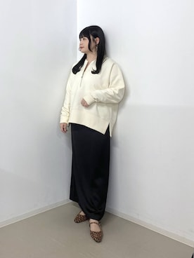 「A part by（アパートバイ）のワンストラップフラットミュール（パンプス、ブラウン系）」を使った、かほちさん（レディース・149cm）の春コーディネート