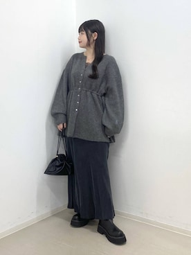 「A part by（アパートバイ）のキンチャクミニショルダバッグ（ショルダーバッグ、ブラック系）」を使った、かほちさん（レディース・149cm）の秋コーディネート