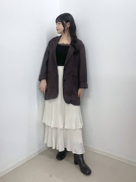 「A part by（アパートバイ）のオブリークトゥショートブーツ（ブーツ、ブラック系）」を使った、かほちさん（レディース・149cm）の秋コーディネート