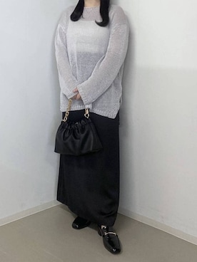 「A part by（アパートバイ）のヒールローファー（ローファー、ブラック系）」を使った、かほちさん（レディース・149cm）の春コーディネート