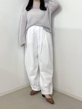 「A part by（アパートバイ）のリネンコンメッシュプルオーバー（ニット/セーター、グレー系）」を使った、かほちさん（レディース・149cm）の春コーディネート