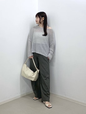 「A part by（アパートバイ）のハートモチーフバッグ（ショルダーバッグ、ホワイト系）」を使った、かほちさん（レディース・149cm）の春コーディネート