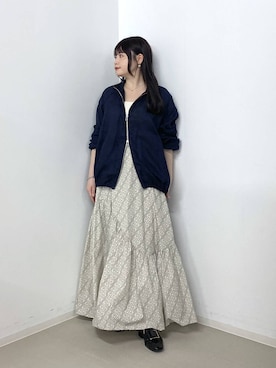 「A part by（アパートバイ）の【36サイズ展開】バックルヒールローファー（ローファー、ブラック系）」を使った、かほちさん（レディース・149cm）の春コーディネート