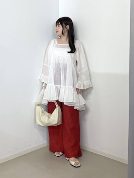 「A part by（アパートバイ）のハートモチーフバッグ（ショルダーバッグ、ホワイト系）」を使った、かほちさん（レディース・149cm）の春コーディネート