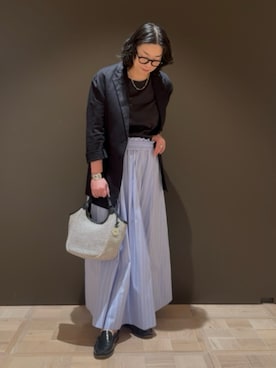 「メガネ女子」｜「アイテム（スリッポン）」を使った、KINOさん（レディース・162cm）の春コーディネート