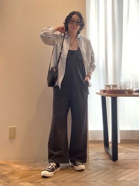 「アイテム（パンツドレス）」を使った、KINOさん（レディース・162cm）の夏コーディネート