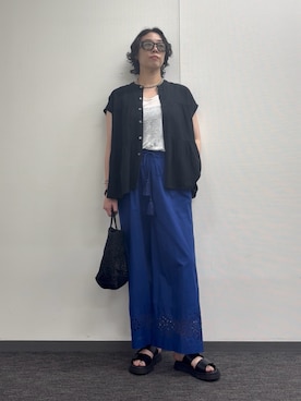 「リラックスパンツ」｜KINOさん（レディース・162cm）の夏コーディネート