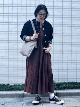 「collex（コレックス）のアイテム（ノーカラージャケット）」を使った、KINOさん（レディース・162cm）の秋コーディネート