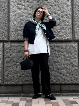 「collex（コレックス）のアイテム（ノーカラージャケット）」を使った、KINOさん（レディース・162cm）の秋コーディネート