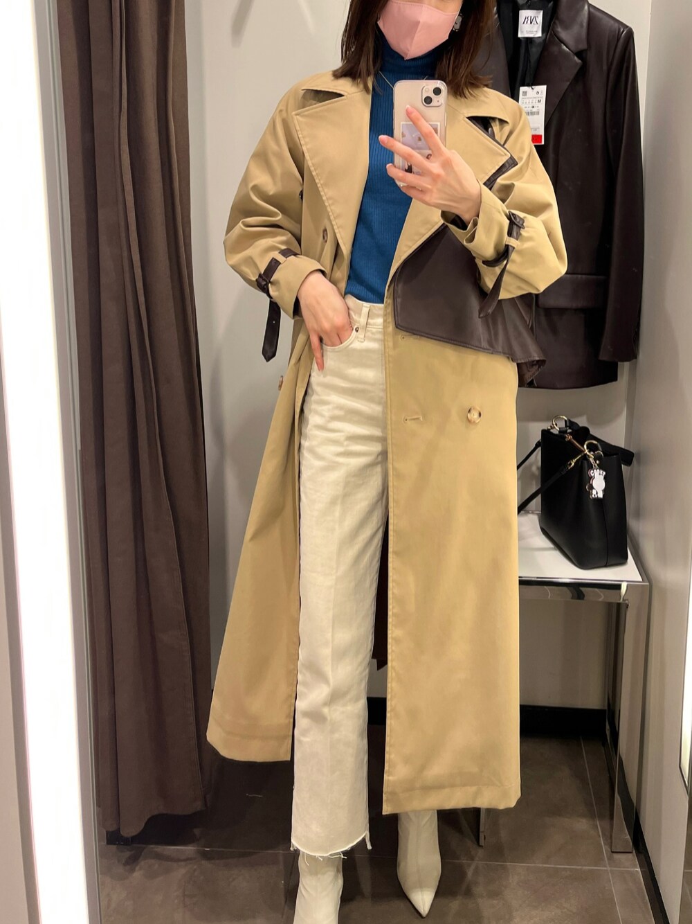 【未使用タグ付き】LOVELESSレザーレイヤー オーバーコート トレンチコート 未使用タグ付き】LOVELESSレザーレイヤー オーバーコート