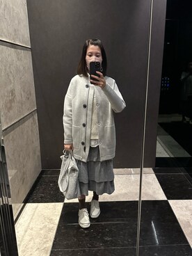 「ARMANI EXCHANGE（アルマーニエクスチェンジ）のアイテム（チェスターコート）」を使った、Audrey Linさん（レディース・161cm）の春コーディネート
