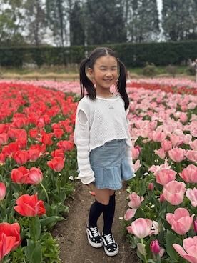 「coca（coca）（コカ）のアイテム（スカート）」を使った、コトコトさん（キッズ・110cm）の春コーディネート