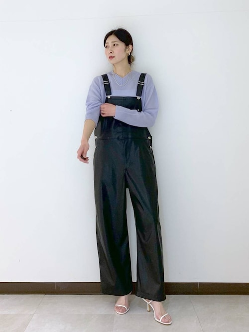 BABYLONE サロペット オーバーオール フェイクレザーオーバーオール