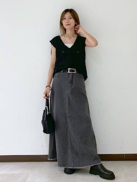 「BABYLONE（バビロン）のカツラギロングスカート（スカート）」を使った、ERIKA (BABYLONE)さん（レディース・166cm）の秋コーディネート