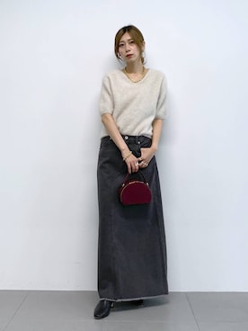 「BABYLONE（バビロン）のカツラギロングスカート（スカート）」を使った、ERIKA (BABYLONE)さん（レディース・166cm）の秋コーディネート