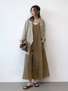 「BABYLONE（バビロン）のMIXチェーンロングネックレス（ネックレス、ゴールド系）」を使った、ERIKA (BABYLONE)さん（レディース・166cm）の春コーディネート