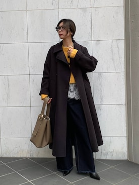 「アイテム（ステンカラーコート）」を使った、ERIKA (BABYLONE)さん（レディース・166cm）の秋コーディネート