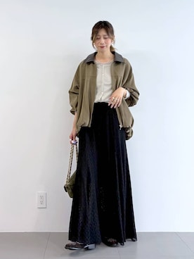 「BABYLONE（バビロン）のレーススカート（スカート、ブラック系）」を使った、ERIKA (BABYLONE)さん（レディース・166cm）の夏コーディネート