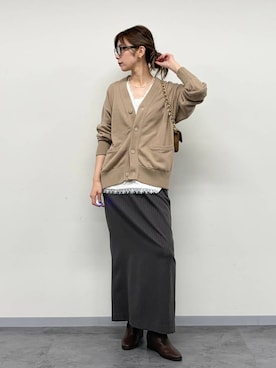 「AULENTTI（オウレンティ）の【AULENTTI】キルティングBAG（ショルダーバッグ、ブラウン系）」を使った、ERIKA (BABYLONE)さん（レディース・166cm）の秋コーディネート