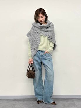 「BABYLONE（バビロン）の【HENRI EN VARGO】レオパードフラット（パンプス、ブラウン系）」を使った、ERIKA (BABYLONE)さん（レディース・166cm）の秋コーディネート