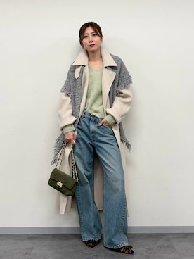 「BABYLONE（バビロン）の【HENRI EN VARGO】レオパードフラット（パンプス、ブラウン系）」を使った、ERIKA (BABYLONE)さん（レディース・166cm）の秋コーディネート