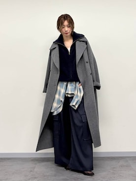 「BABYLONE（バビロン）のカシュクールチェックシャツ（シャツ/ブラウス、ブルー系）」を使った、ERIKA (BABYLONE)さん（レディース・166cm）の秋コーディネート