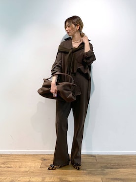 「BABYLONE（バビロン）の【HENRI EN VARGO】レオパードフラット（パンプス、ブラウン系）」を使った、ERIKA (BABYLONE)さん（レディース・166cm）の夏コーディネート