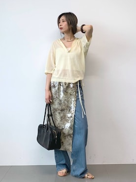 「upperhights（アッパーハイツ）のアイテム（パンツ）」を使った、ERIKA (BABYLONE)さん（レディース・166cm）の春コーディネート