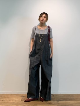 「BABYLONE（バビロン）のギザテレコプルオーバー（Tシャツ/カットソー、グレー系）」を使った、ERIKA (BABYLONE)さん（レディース・166cm）の夏コーディネート