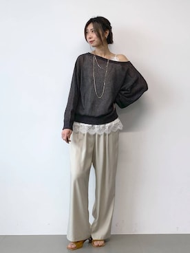 「BABYLONE（バビロン）のレースキャミソール（キャミソール、ホワイト系）」を使った、ERIKA (BABYLONE)さん（レディース・166cm）の春コーディネート