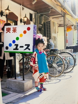 「アイテム（水着/着物・浴衣）」を使った、omedetaさん（キッズ・100cm）の秋コーディネート