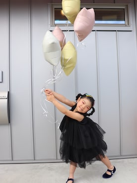 「アイテム（ワンピース/ドレス）」を使った、omedetaさん（キッズ・100cm）の秋コーディネート