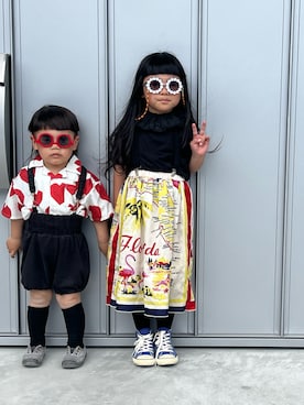 「アイテム（スカート）」を使った、omedetaさん（キッズ・100cm）の秋コーディネート